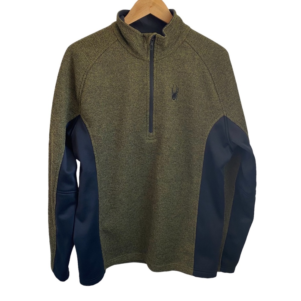 Spyder Outbound 1/2 Zip Pullover Sweater Olive and Black Fleece Lined XL